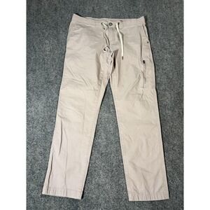 Vuori Pants Mens Large Beige Ripstop Elastic Waist Zip Pocket Hiking Outdoor
